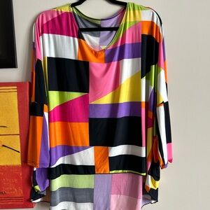 Source Unknown Multicolor Geometric Blouse